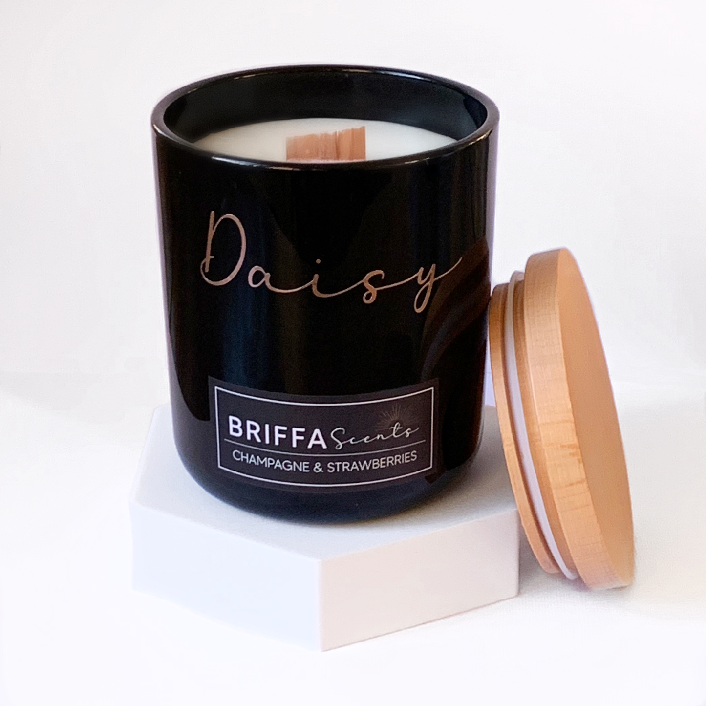 Large Black Personalised Candle