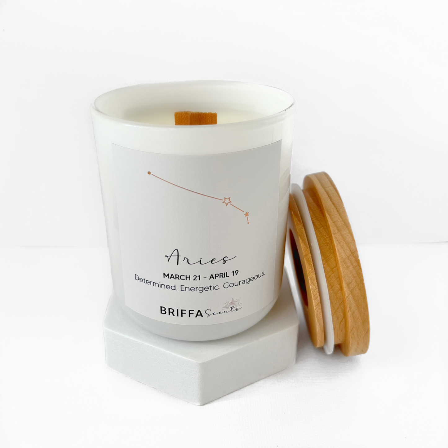 Large White Zodiac Candle