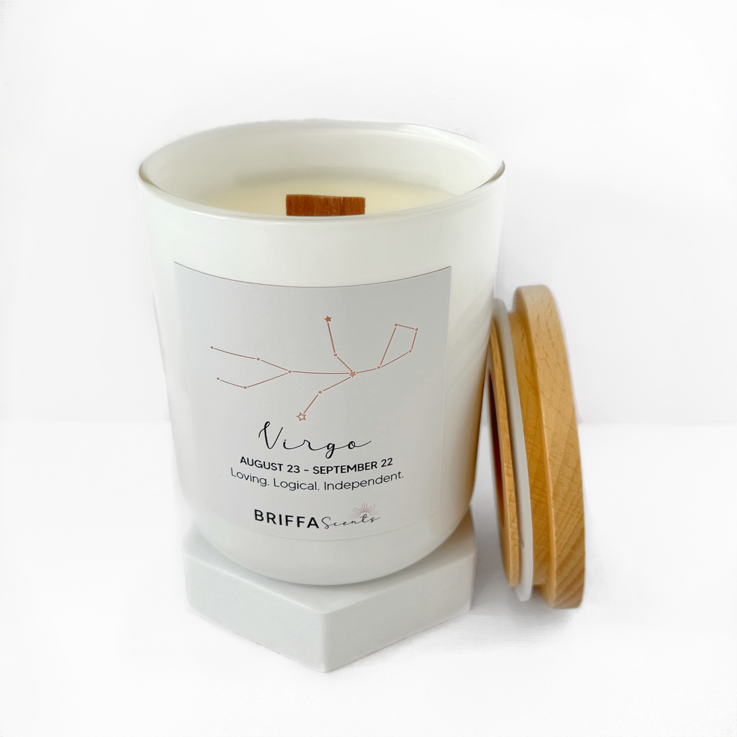 Large White Zodiac Candle