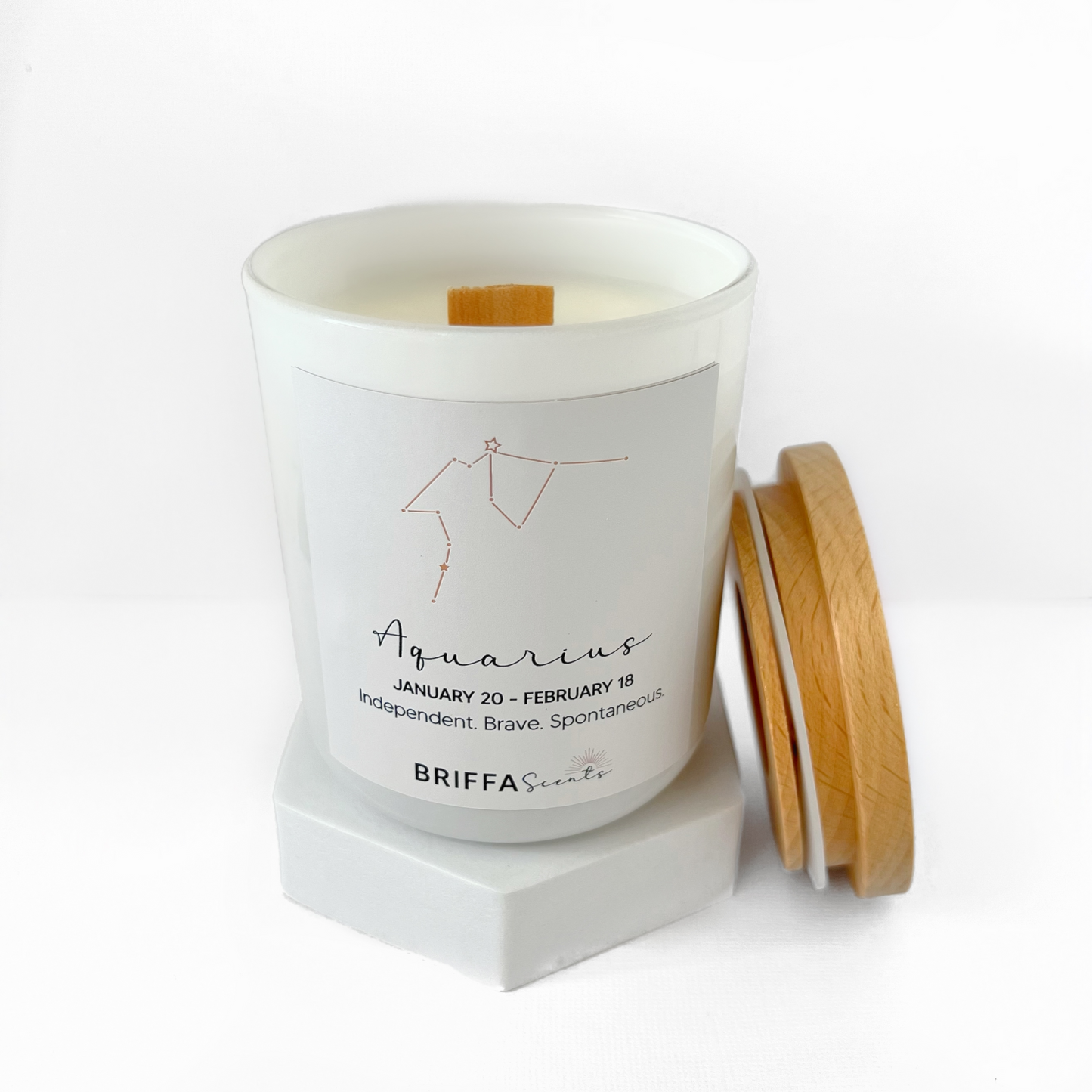 Large White Zodiac Candle