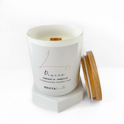 Large White Zodiac Candle