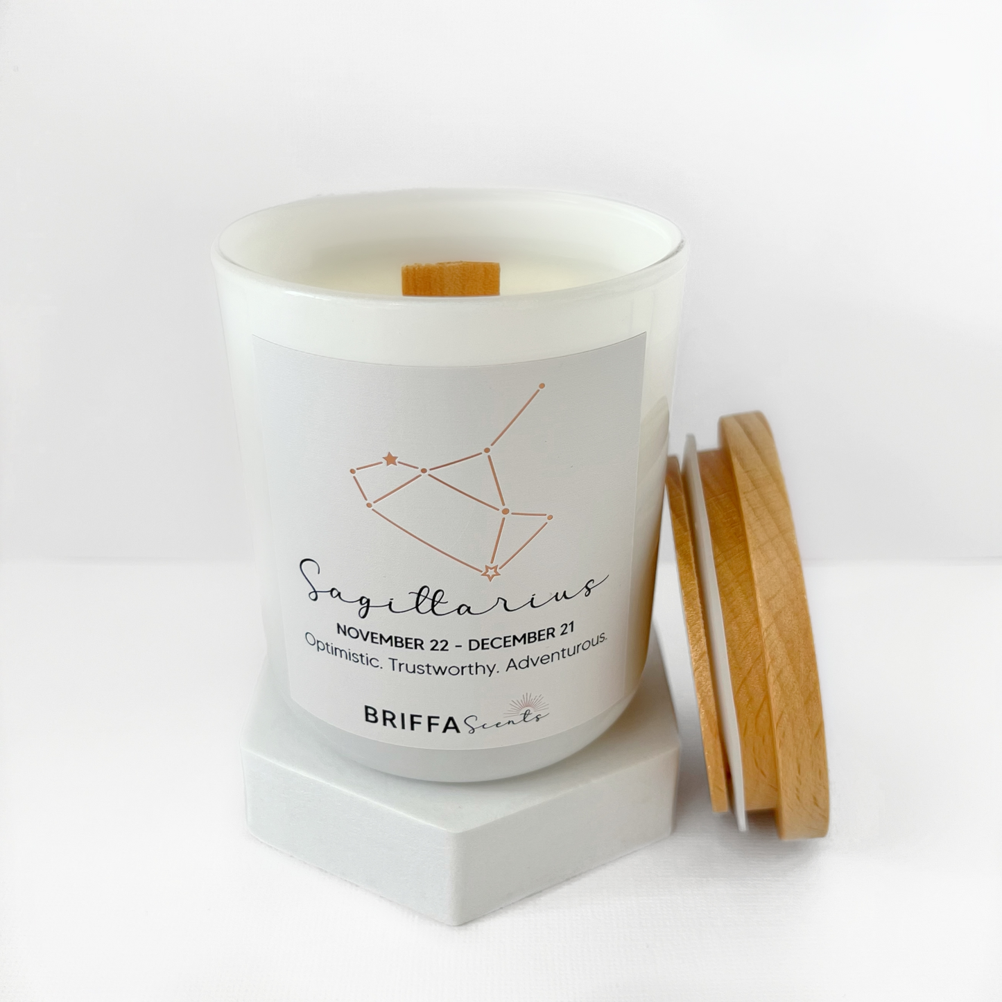Large White Zodiac Candle