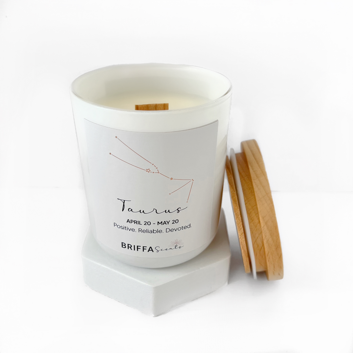 Large White Zodiac Candle